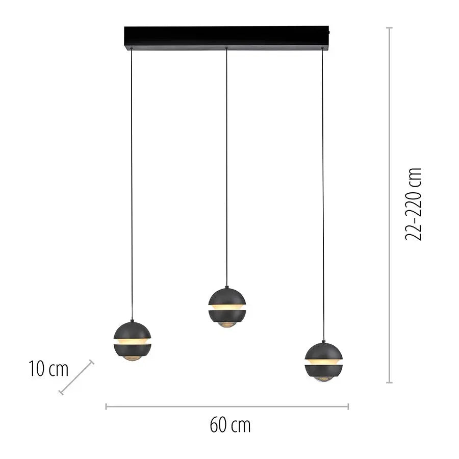 B-Ware Schöner Wohnen Pendelleuchte Hängelampe Led Lini Verstellbar Dimmbar 3 Flammig - 4043689018054