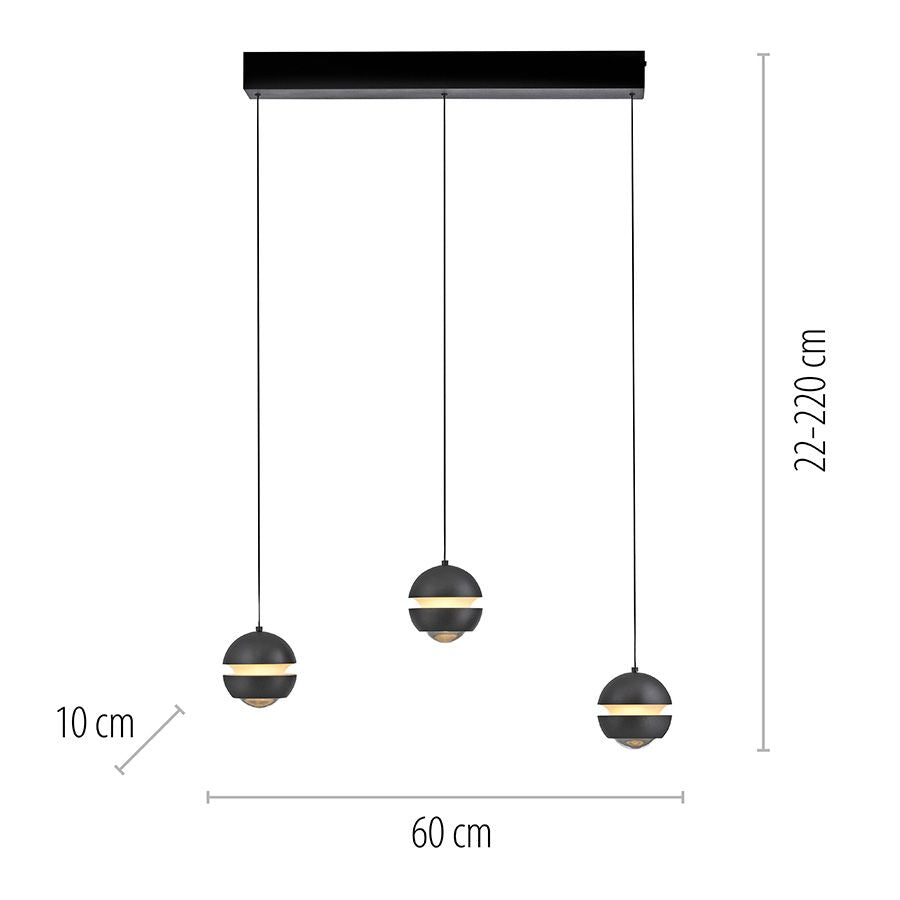 SCHÖNER WOHNEN Pendelleuchte Hängelampe LED LINI verstellbar dimmbar 3-flammig - 4043689018054