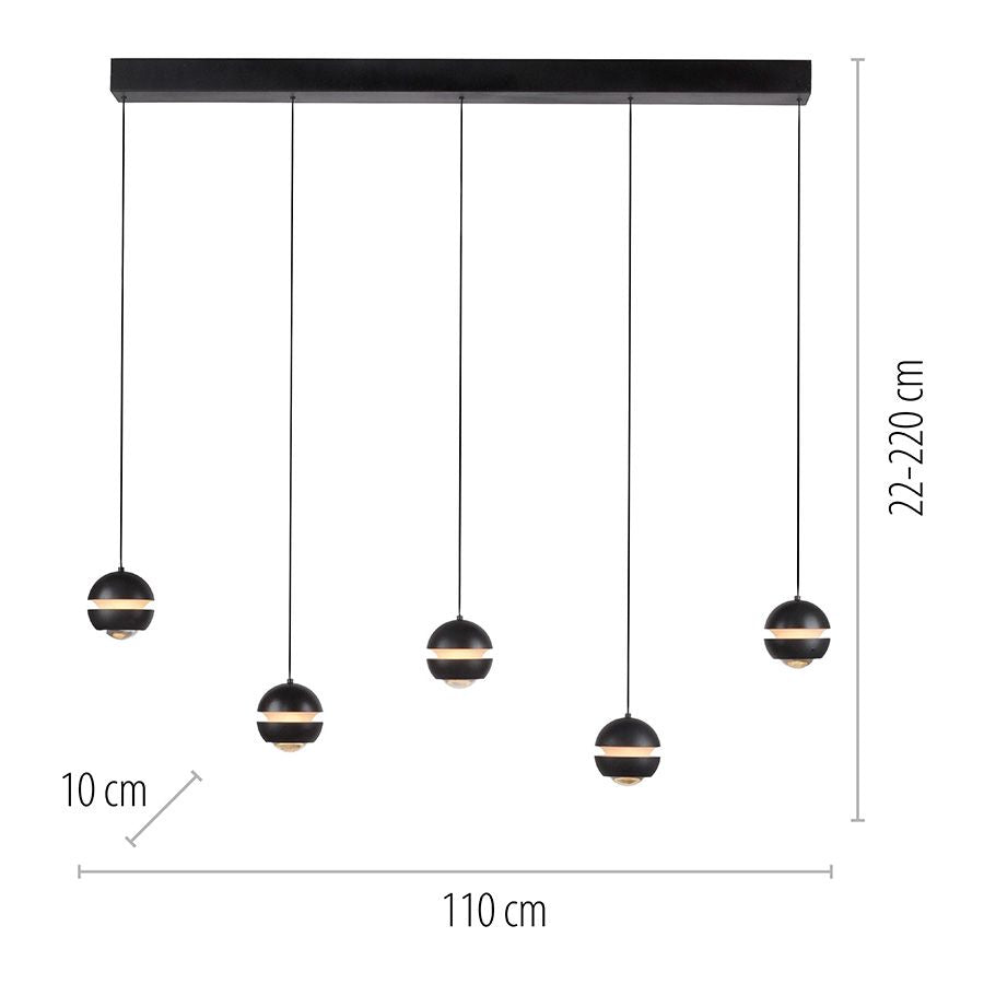 SCHÖNER WOHNEN Pendelleuchte Hängelampe LED LINI verstellbar dimmbar schwarz - 4043689018078