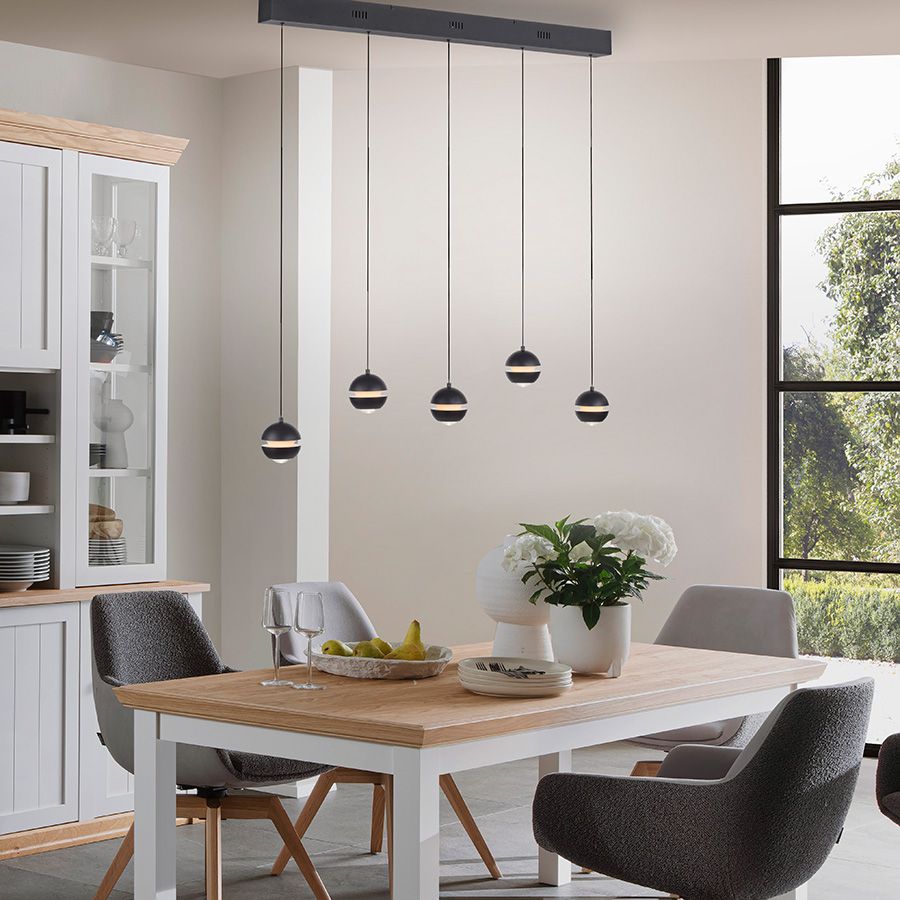 SCHÖNER WOHNEN Pendelleuchte Hängelampe LED LINI verstellbar dimmbar schwarz - 4043689018078