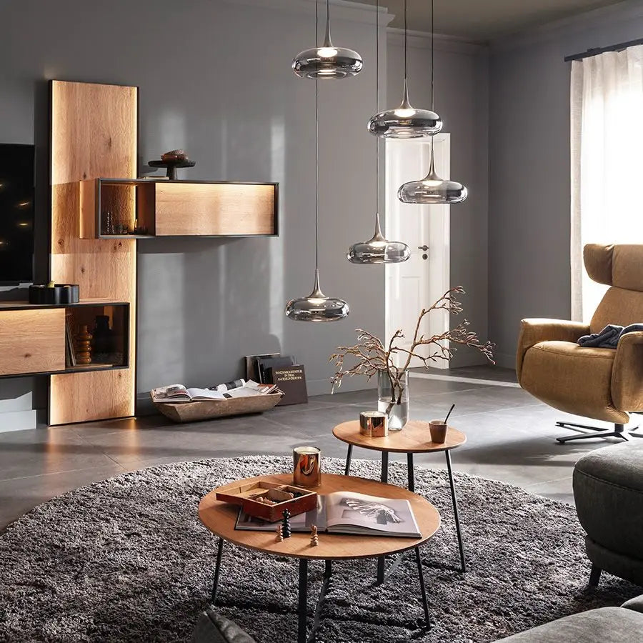 B-Ware Schöner Wohnen Pendelleuchte Hängeleuchte Led Posh Grau Rauchglas 5 Flg Dimmbar - 4043689018412