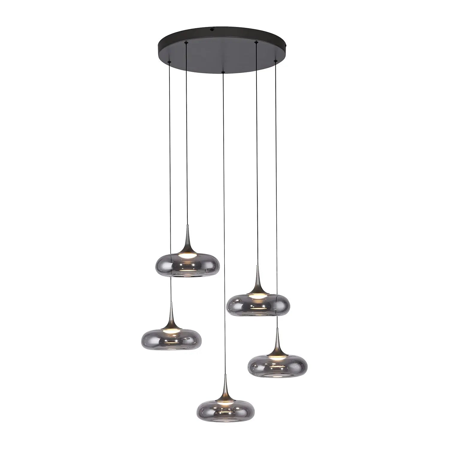 B-Ware Schöner Wohnen Pendelleuchte Hängeleuchte Led Posh Grau Rauchglas 5 Flg Dimmbar - 4043689018412