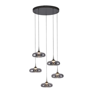 B-Ware Schöner Wohnen Pendelleuchte Hängeleuchte Led Posh Grau Rauchglas 5 Flg Dimmbar