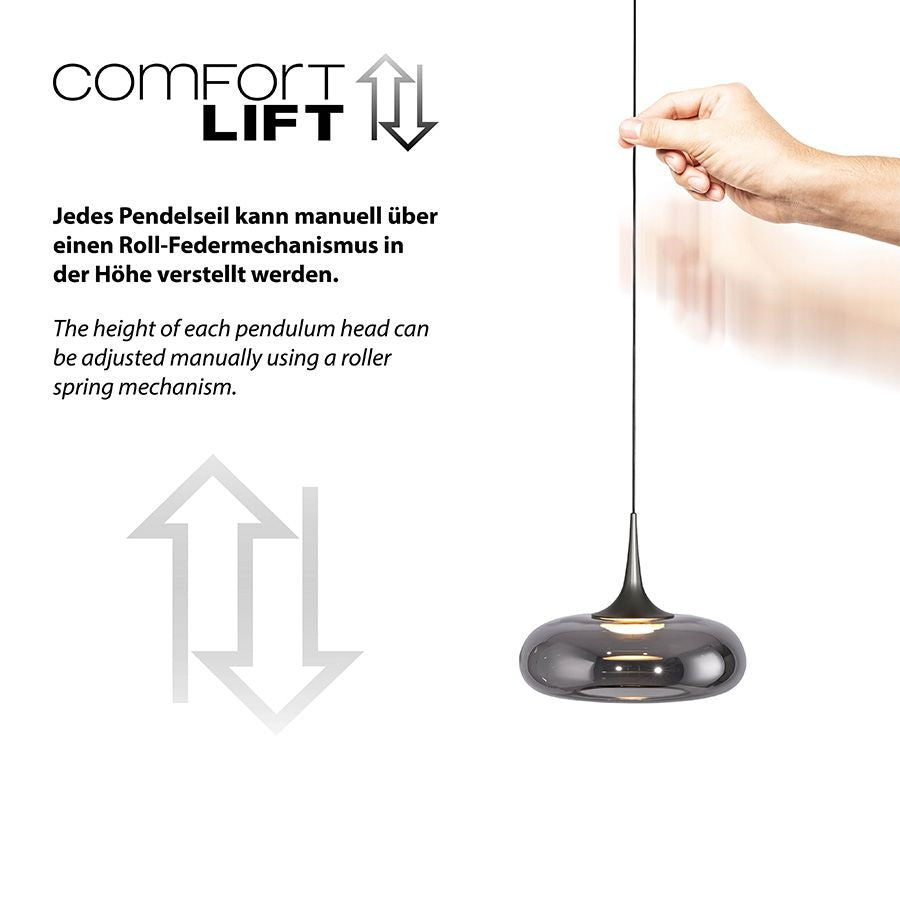 B-Ware Schöner Wohnen Pendelleuchte Hängeleuchte Led Posh Grau Rauchglas 5 Flg Dimmbar - 4043689018412