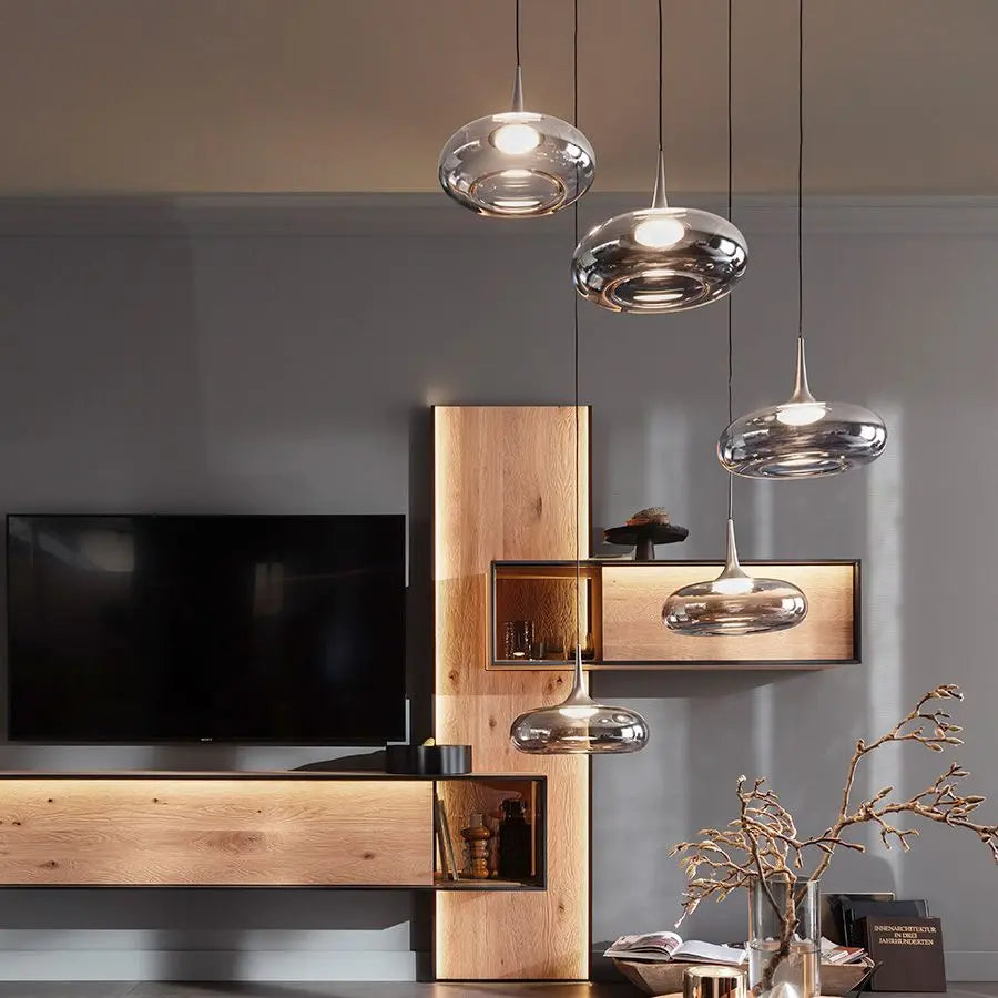 B-Ware Schöner Wohnen Pendelleuchte Hängeleuchte Led Posh Grau Rauchglas 5 Flg Dimmbar - 4043689018412