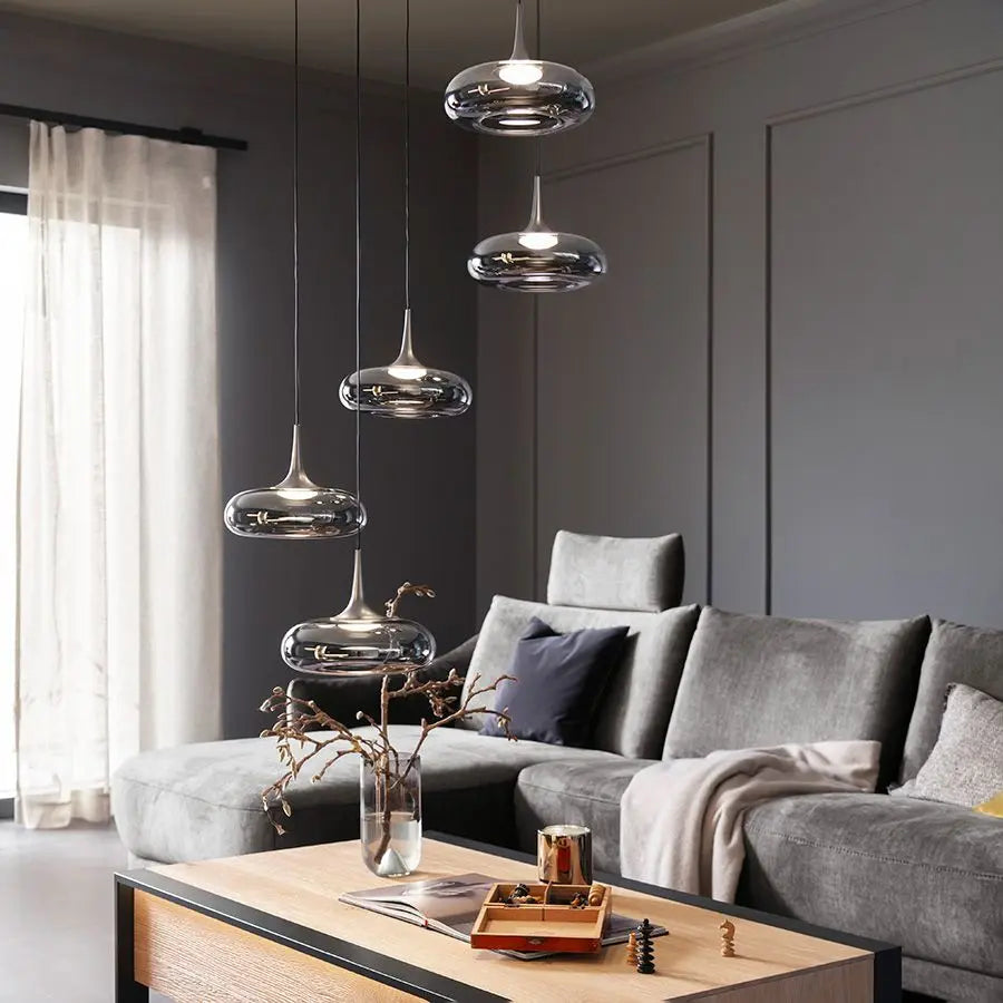 B-Ware Schöner Wohnen Pendelleuchte Hängeleuchte Led Posh Grau Rauchglas 5 Flg Dimmbar - 4043689018412