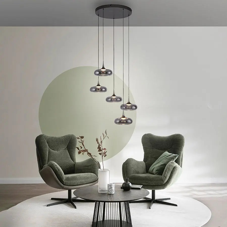 B-Ware Schöner Wohnen Pendelleuchte Hängeleuchte Led Posh Grau Rauchglas 5 Flg Dimmbar - 4043689018412