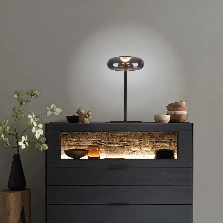 B-Ware Schöner Wohnen Tischleuchte Lampe Led Posh Grau Rauchglas Schnurdimmer Warmweiß - 4043689018443