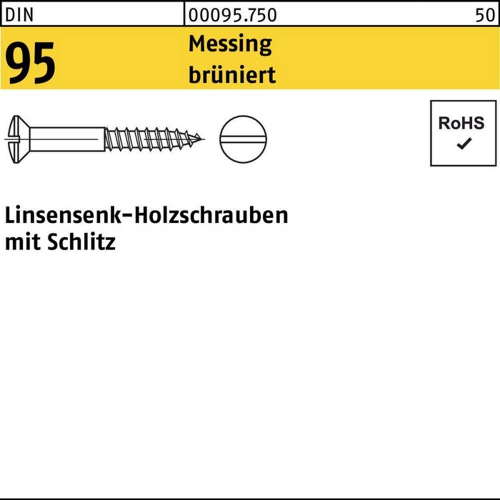 Reyher Holzschraube Schraube DIN95 Messing brüniert Linsensenk 3x25 200 Stück - 4043952035122