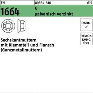 B-Ware Reyher Sechskantmutter Mutter Ganzmetallmutter M12 En 1664 Flansch 100 Stück