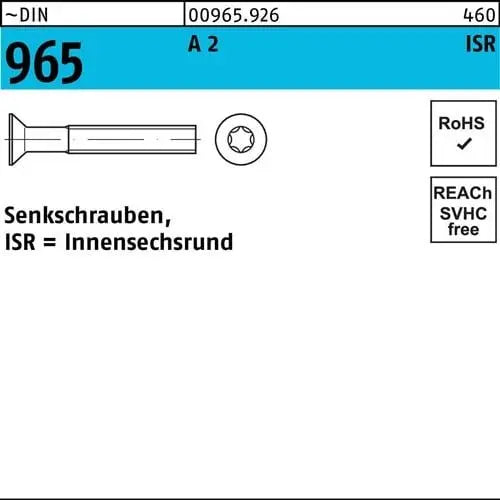 B-Ware Reyher Senkschraube Flachkopfschraube Din 965 Isr M5x50 Edelstahl 200 Stück - 4043952710777