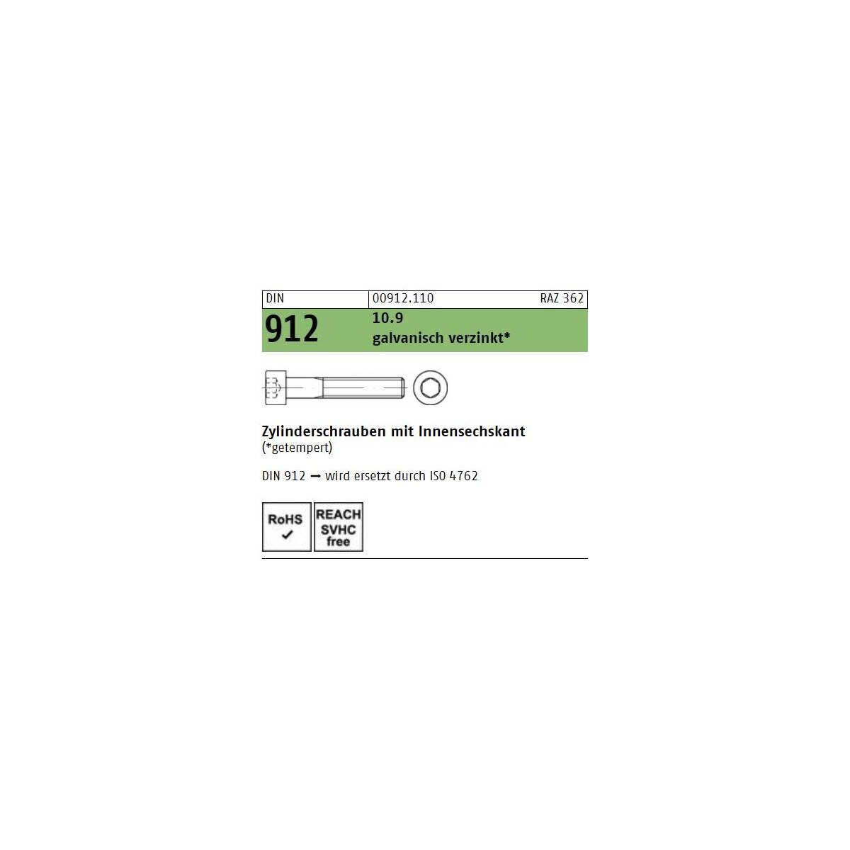 B-Ware Reyher Din 912 Zylinderschraube Innensechskantschraube M16x125 25 Stück - 4043952759530