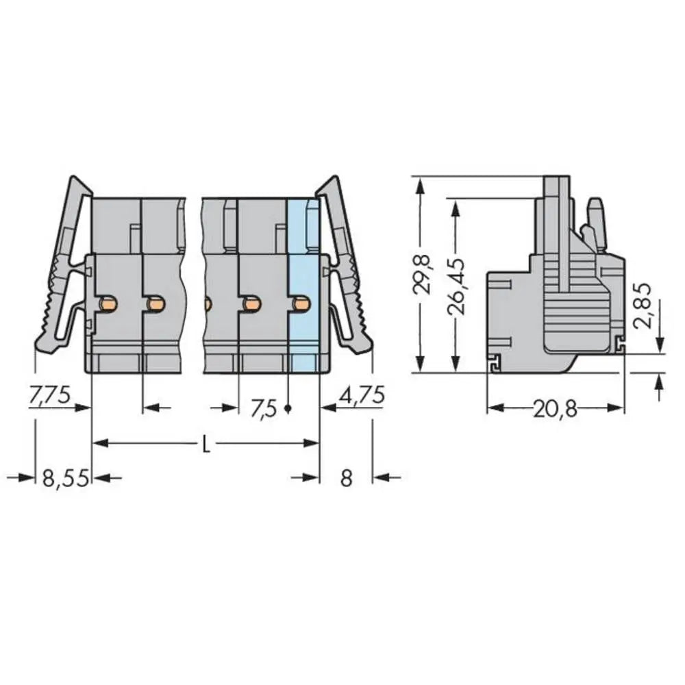 B-Ware Wago Buchsengehäuse Kabel Stecker Verbinder Grau 9polig 231 7,50 Mm 25 Stück - 4044918563888