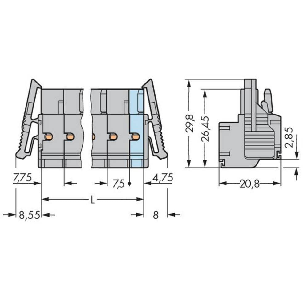 WAGO Buchsengehäuse Kabel Stecker Verbinder Grau 9polig 231 7,50 mm 25 Stück - 4044918563888
