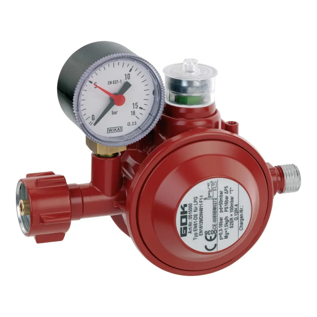 B-Ware Gok Niederdruckregler Gasdruckregler Regler Haushalt Flasche Manometer 50mbar - 4045659103234