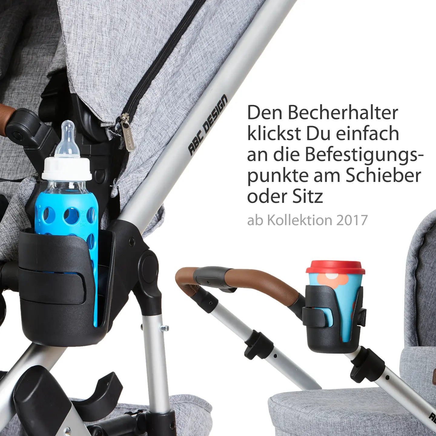 B-Ware Abc Design Becherhalter Getränkehalter Kinderwagen Schwarz Zubehör Uni Klett - 4045875042676