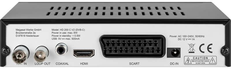 Megasat Receiver Empfänger 200 C V2 Dvb C Hdtv S/Pdif Hd Kabel Receiver Digital B-Ware - 4046173108286