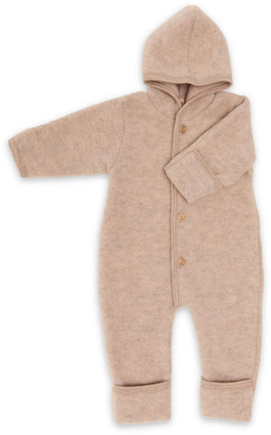 B-Ware Engel Natur Overall Anzug Merino Fleece Schurwolle Baby Sand Melange Größe 74 80