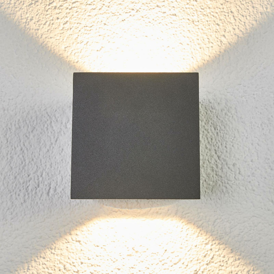 Lucande LED-Außenwandleuchte Merjem Wandleuchte Außenleuchte Wandlampe LED grau