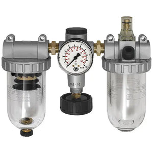 B-Ware Riegler Wartungseinheit Set Druckluft G 38 Polycarbonatbehälter Baugröße 1 3tlg