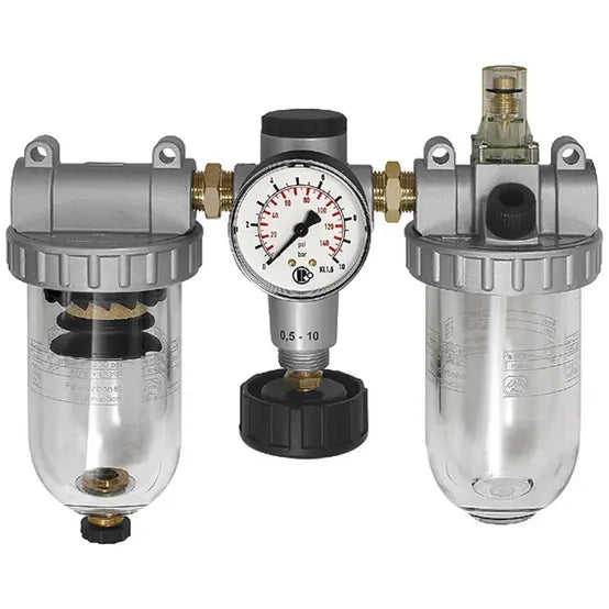 B-Ware Riegler Wartungseinheit Set Druckluft G 38 Polycarbonatbehälter Baugröße 1 3tlg - 4047322121217