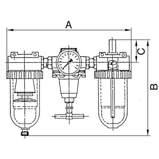 B-Ware Riegler Wartungseinheit Set Druckluft G 38 Polycarbonatbehälter Baugröße 1 3tlg - 4047322121217