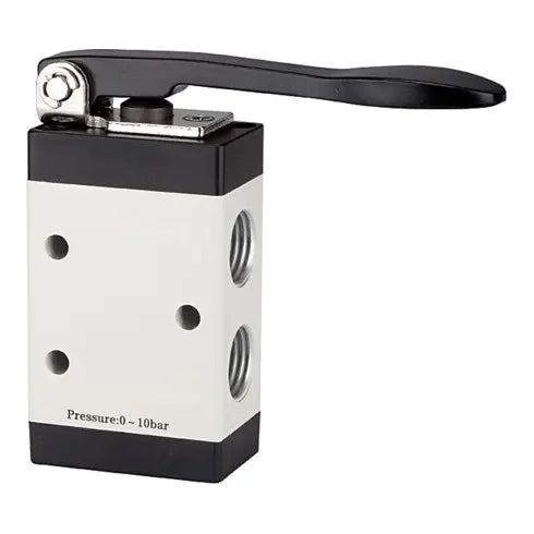 B-Ware Riegler Wegeventil Ventil M3 3/2 Manuell G 1/8 Hebel Schwarz Aluminiumlegierung - 4047322311311