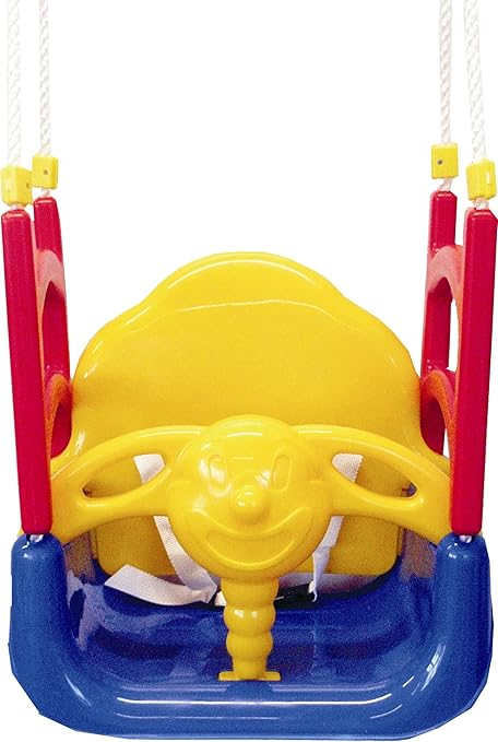 Balançoire pour enfant Izzy Baby Swing 3 en 1, évolutive, avec barre de sécurité et jouet (produit de seconde main).