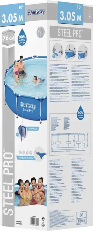 B-Ware Bestway Pool Schwimmbecken Stahlrahmen Rund Steel Pro Blau 305x76 Cm 4678 Liter - 4048124972854