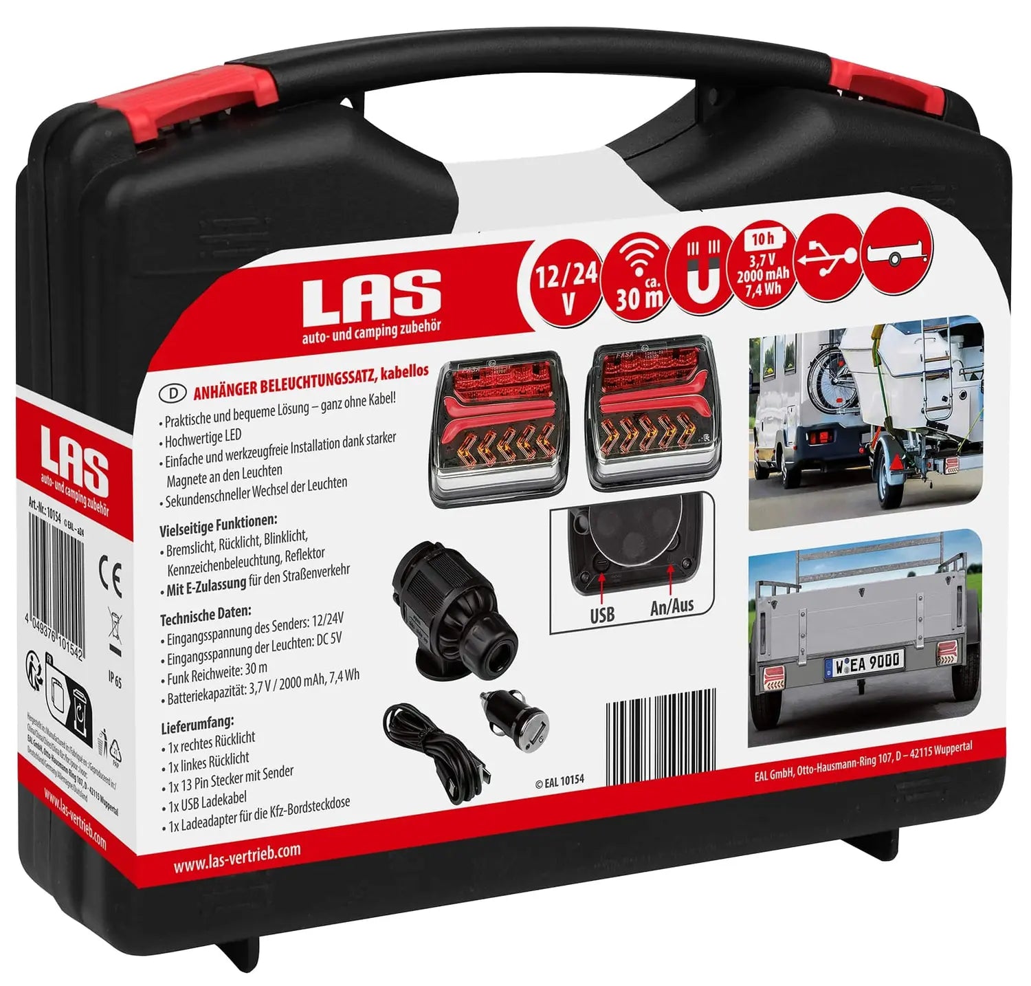 B-Ware Las Anhänger Beleuchtungssatz Set Anhängerlicht Kabellos 12 24 V 10154 - 4049376101542