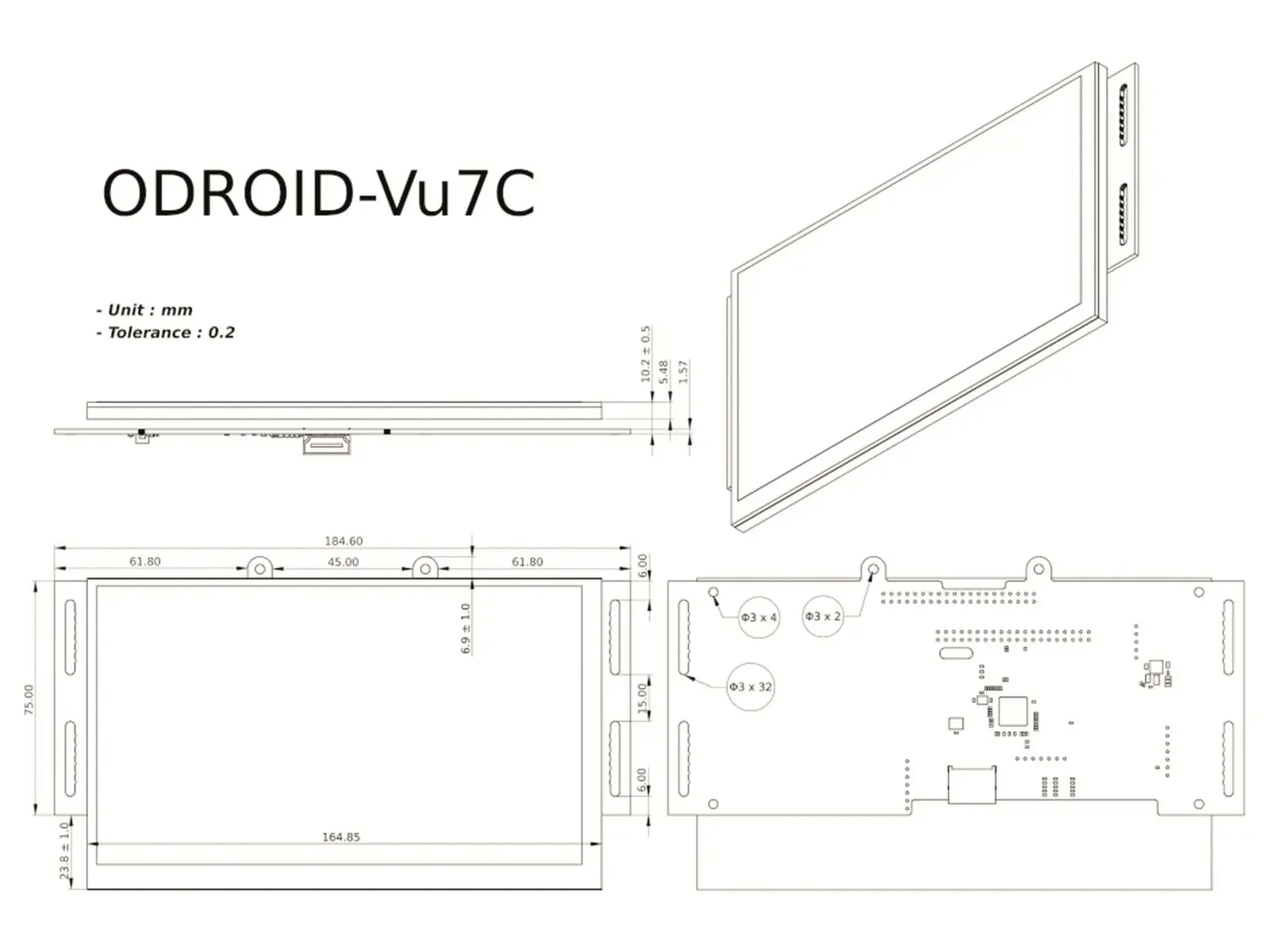 Odroid Vu7 C Multitouch Display Monitor Hdmi Tft Display 17,8cm 7 Zoll B-Ware - 4049702690788