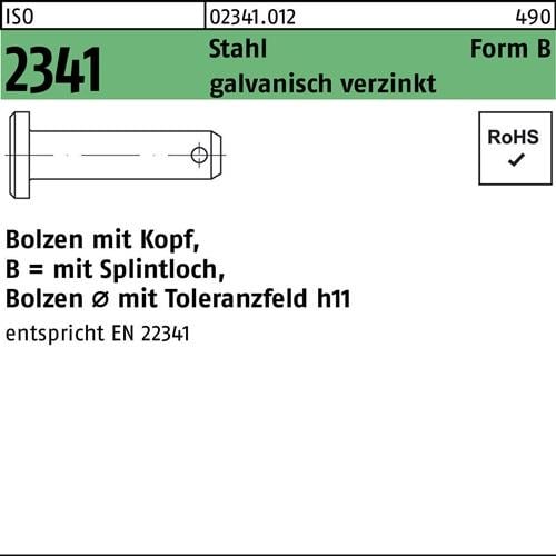 CAB FASTENING Bolzen Stift ISO 2341 Form B Stahl Splintloch 12 mm 45 mm 60 STÜCK - 4051426023094