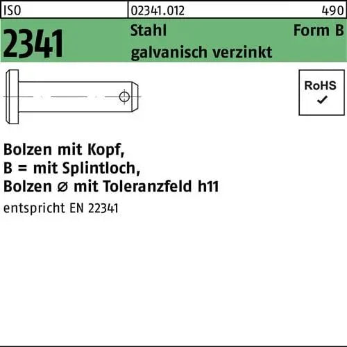 B-Ware Cab Fastening Bolzen Stift Iso 2341 Form B Stahl Splintloch 12 Mm 45 Mm 60 Stück - 4051426023094