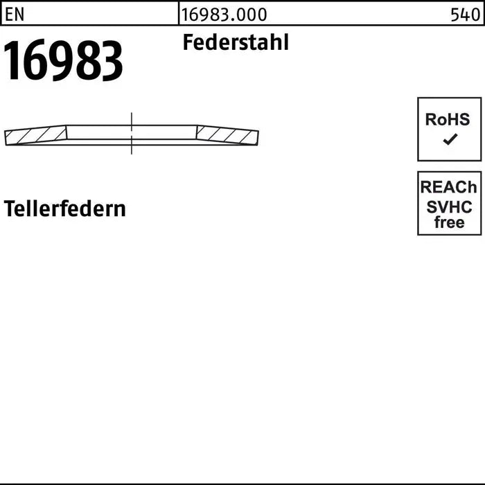 B-Ware Reyher Tellerfeder Federring Federstahl En 16983 50 X 25,4 X 1,25 Mm 300 Stück - 4051427011137