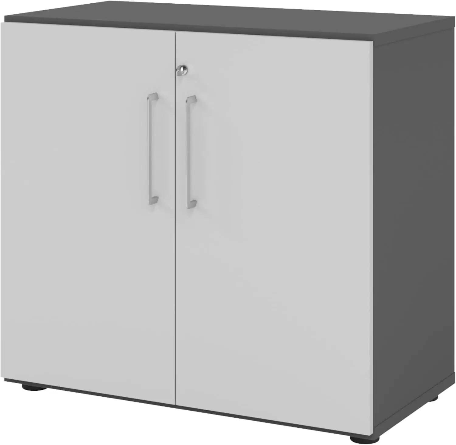 B-Ware Bümö Aktenschrank Abschließbar Büroschrank Holz 80cm Breit In Graphit Grau - 4054601000163