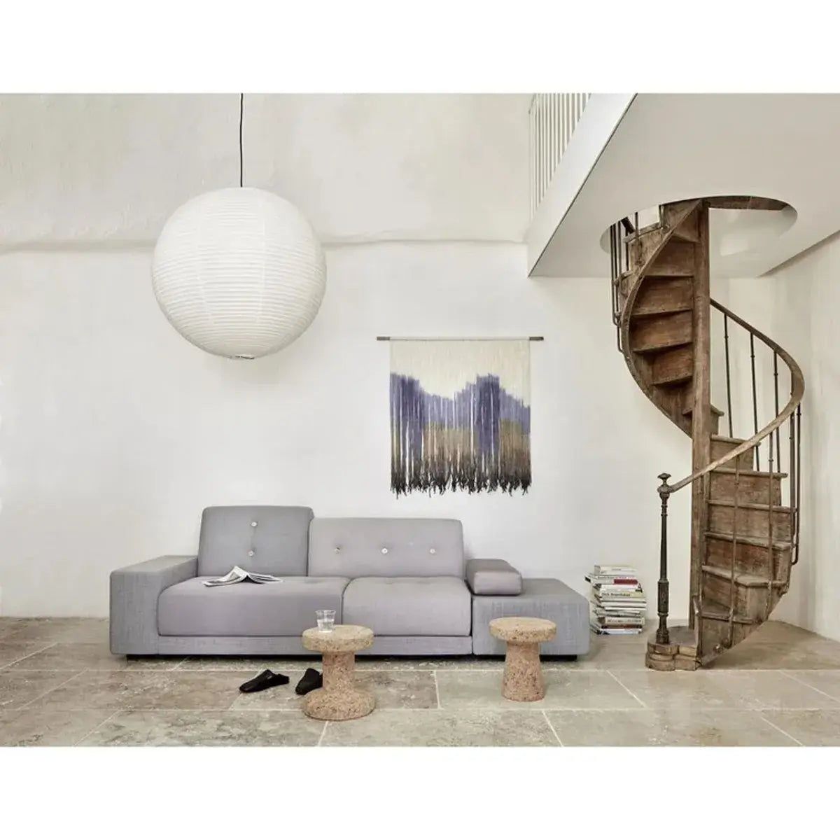 B-Ware Vitra Pendelleuchte Lampe Akari Weiß Rund Reispapier Bambus Stahldraht Stahl 75 A - 4055737005961