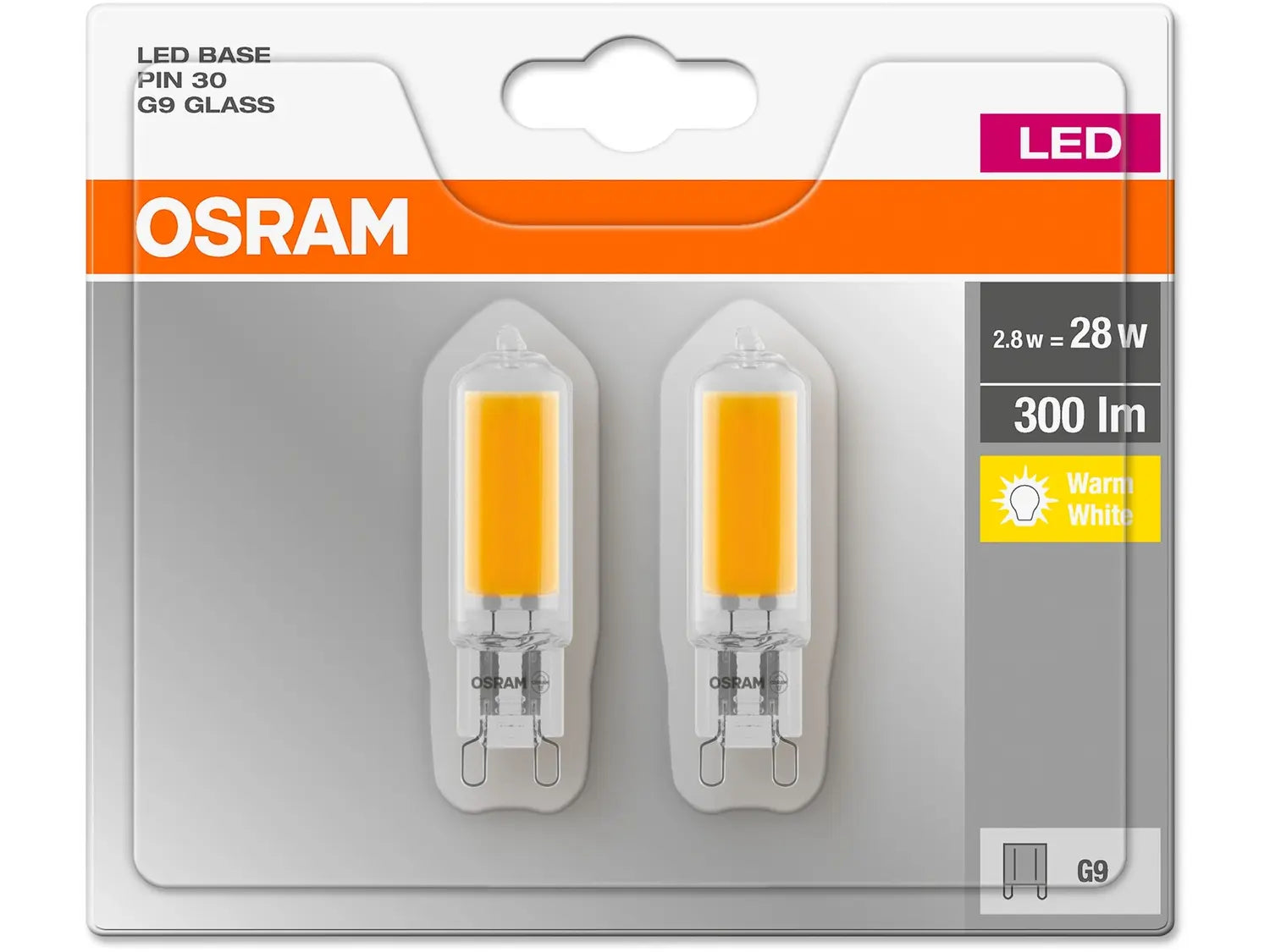 B-Ware Osram Led Lampe Leuchtmittel Classic Glühbirne G9 Warmweiß 2,8 W Glas 2er 4 Sets - 4058075360846