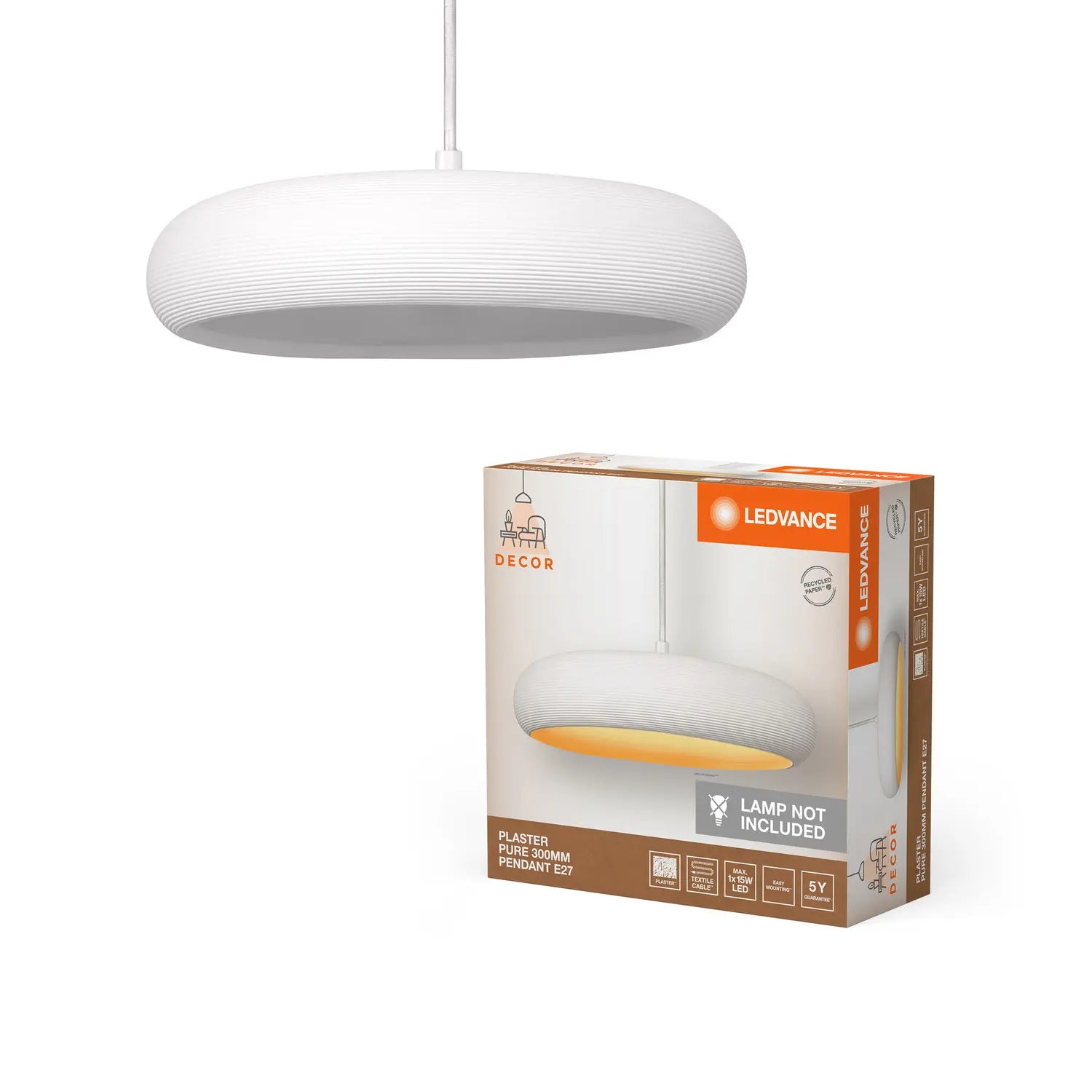 B-Ware Ledvance Pendelleuchte Hängelampe Dekor Gips E27 Led Pure Weiß Innenraum Lampe - 4058075838482