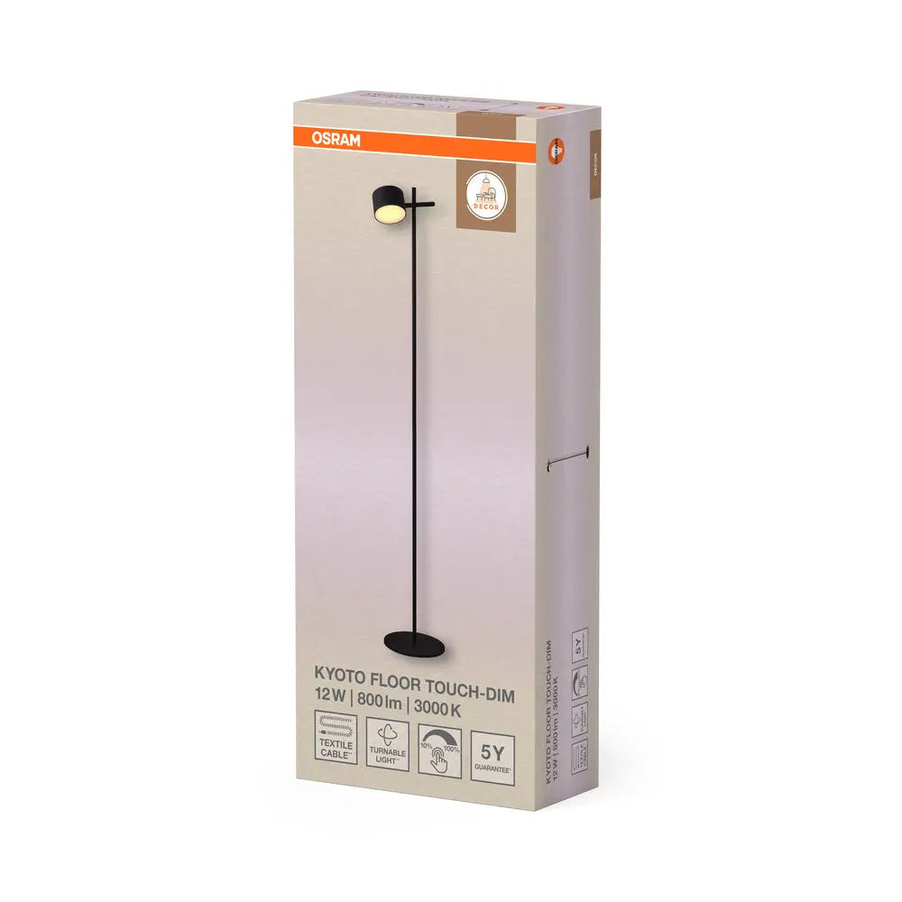 B-Ware Osram Stehleuchte Standlampe Led Touch Dimmer Schwarz Kyoto Aluminium 3000 K - 4058075846661