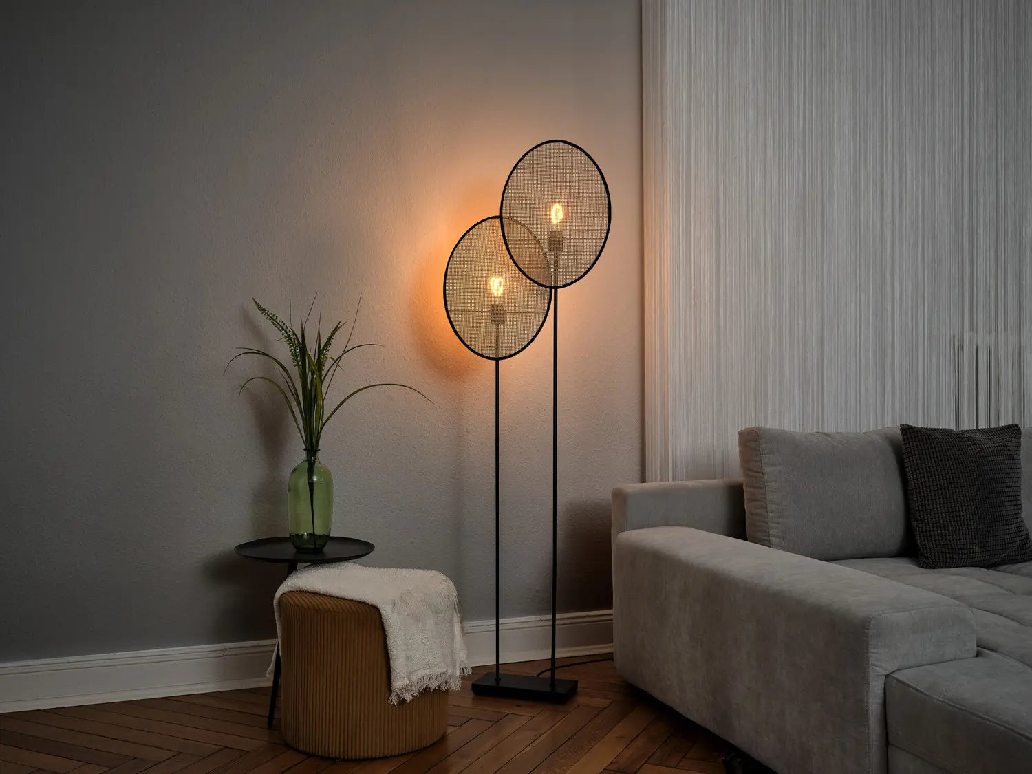 B-Ware Osram Stehleuchte Stehlampe Rattan Dandelion E27 Led Innenbereich Braun Beige408 - 4058075847286