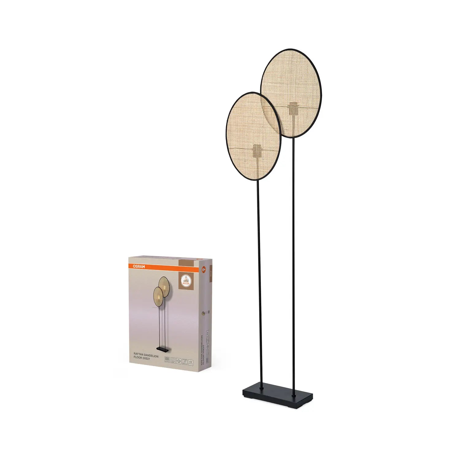 B-Ware Osram Stehleuchte Stehlampe Rattan Dandelion E27 Led Innenbereich Braun Beige408 - 4058075847286