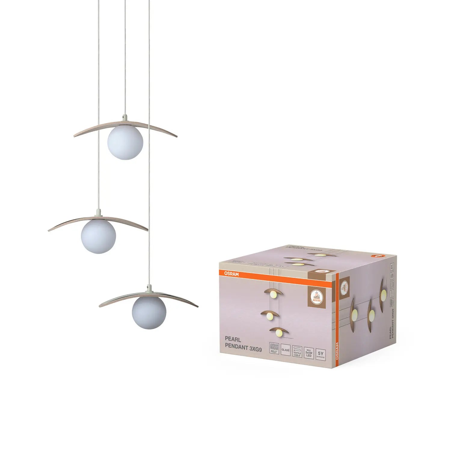 B-Ware Osram Pendelleuchte Hängelampe Decor Pearl G9 Led Leuchte Filz Beige Innenraum - 4058075847705