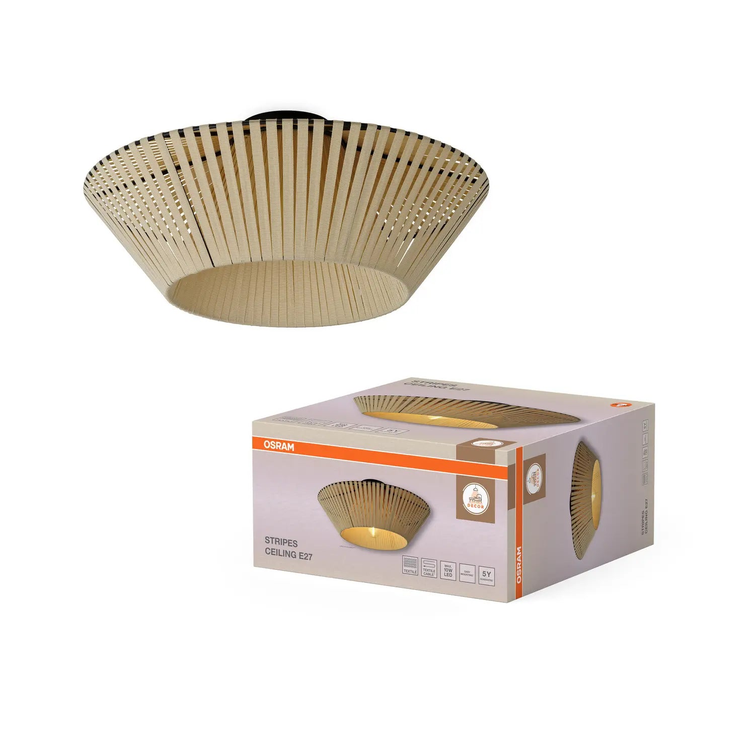 B-Ware Osram Deckenleuchte Lampe Decor Stripes Ceiling Leuchte Beige E27 Led 40 Cm