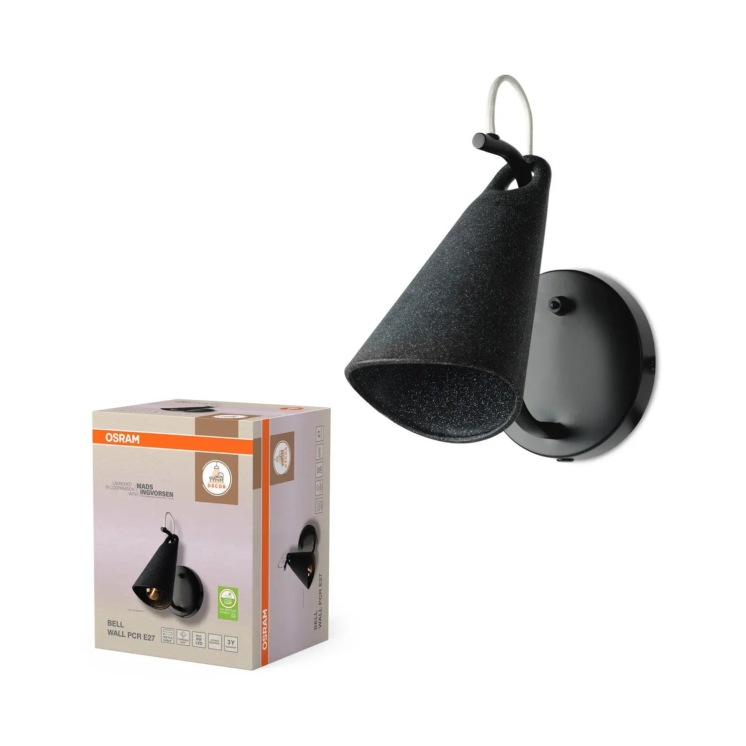 B-Ware Osram Wandleuchte Wandlampe Decor Bell E27 Schwarz Innenbereich - 4058075848665