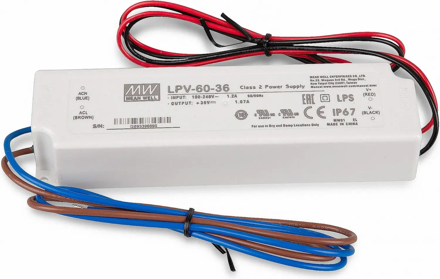 B-Ware Mean Well Netzteil Stromversorgung Led Treiber Lpv 60 36 Ip67 36 V Dc 60 W - 4059267011096