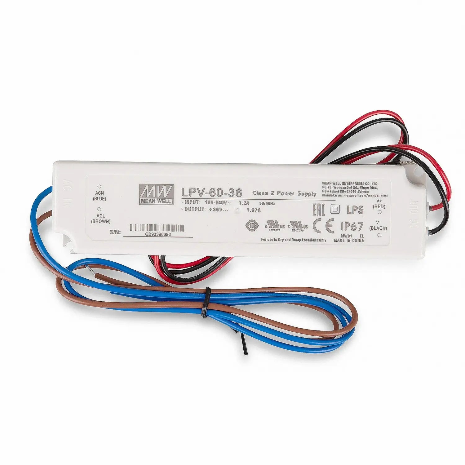 B-Ware Mean Well Netzteil Stromversorgung Led Treiber Lpv 60 36 Ip67 36 V Dc 60 W - 4059267011096