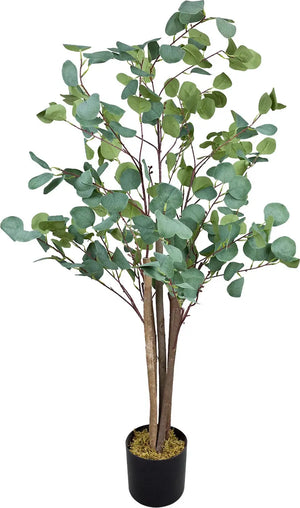 B-Ware Decovego Kunstpflanze Kunstbaum Eukalyptus Zimmerdekoration Büropflanze 120 Cm