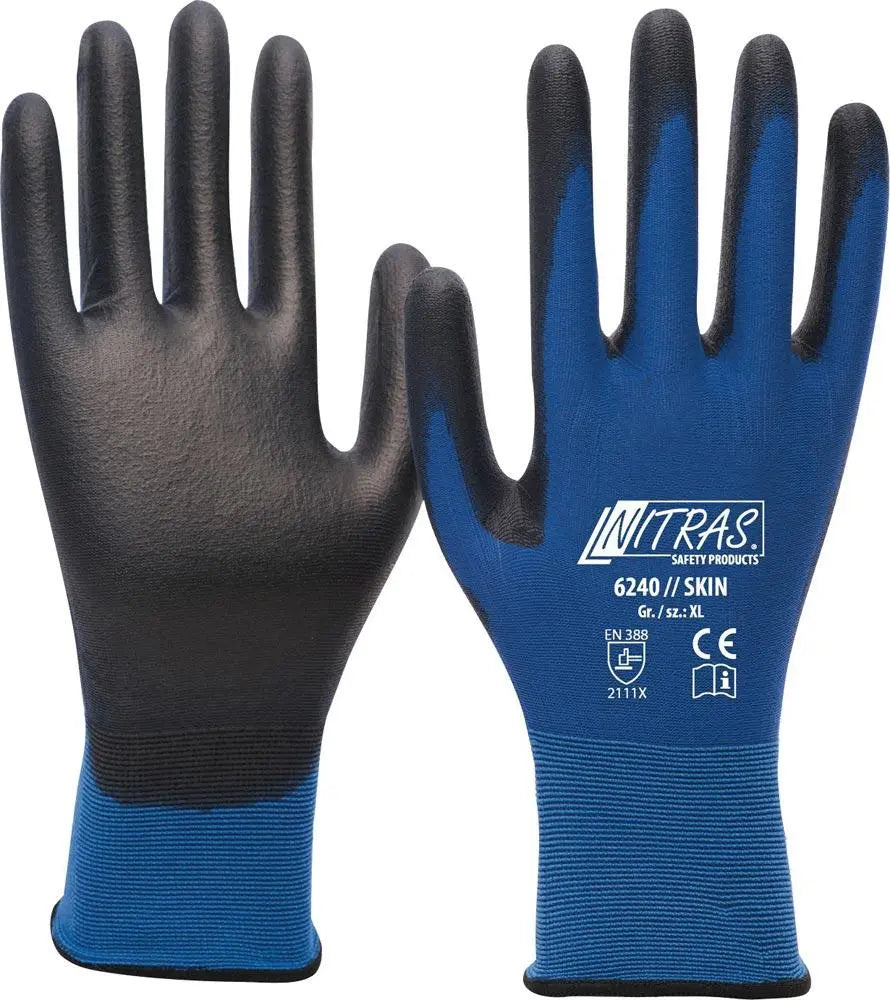 B-Ware Nitras Handschuhe Schutzhandschuhe En388 Psa Ii Größe 10 Blau Schwarz 3 Sets - 4059904095700