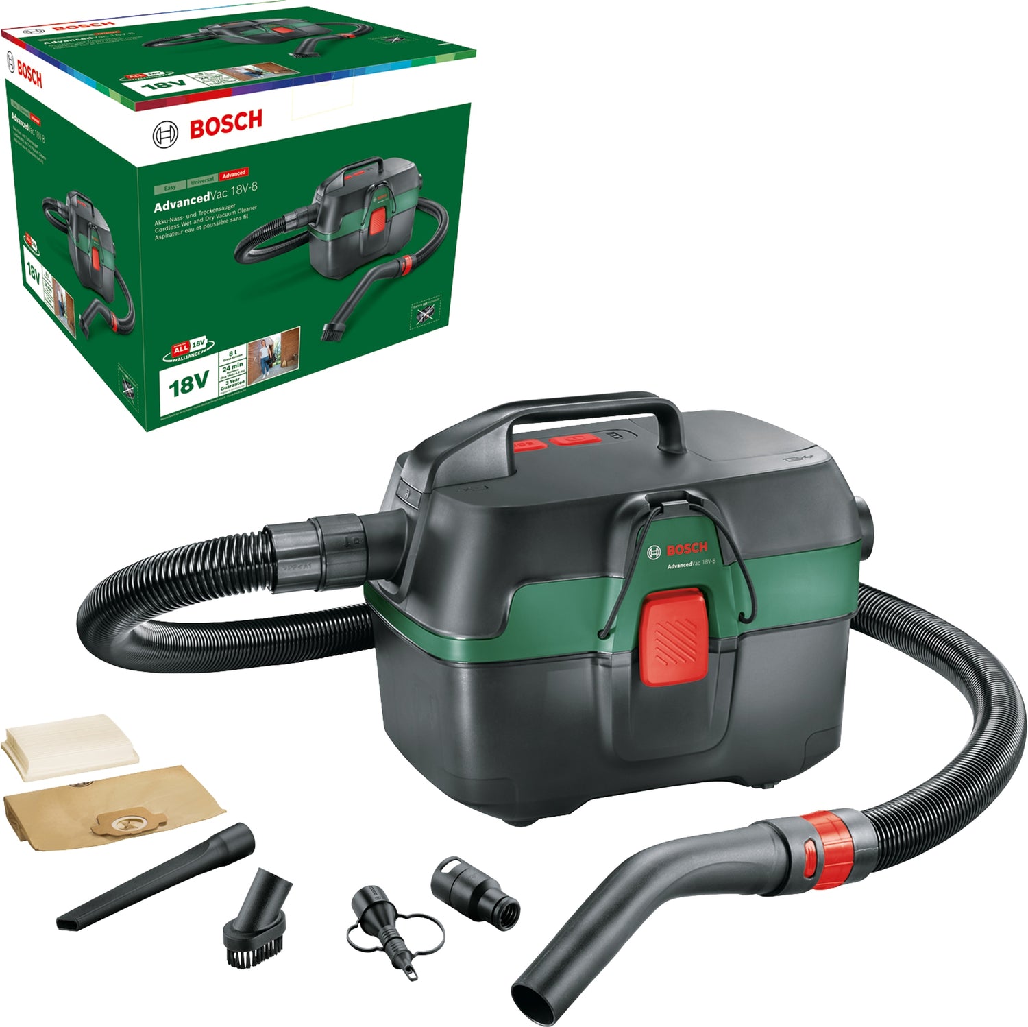 Bosch Akku Nass & Trockensauger Staubsauger Advanced Vac 18 V 8 Car Edition Solo  B-Ware - 4059952570402