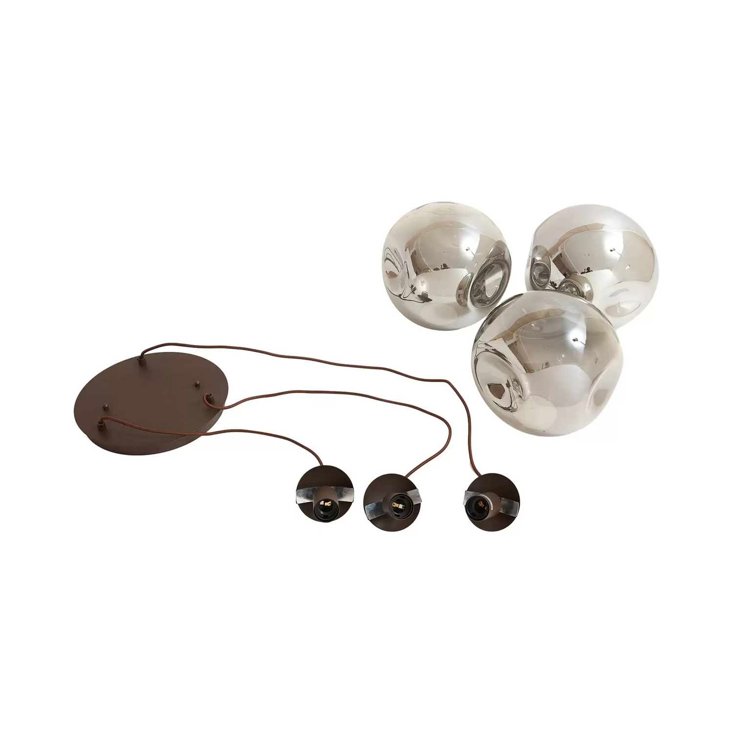 Suspension Lindby Valentina E27 Ø 49cm en verre gris fumé